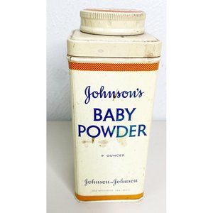 Vintage 9oz Johnson's Baby Powder Metal Tin W/Twist Lid-Half Full-53 Cent GUC